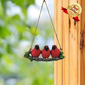 Panam 3 Resin Cardinals Hanging on a Branch